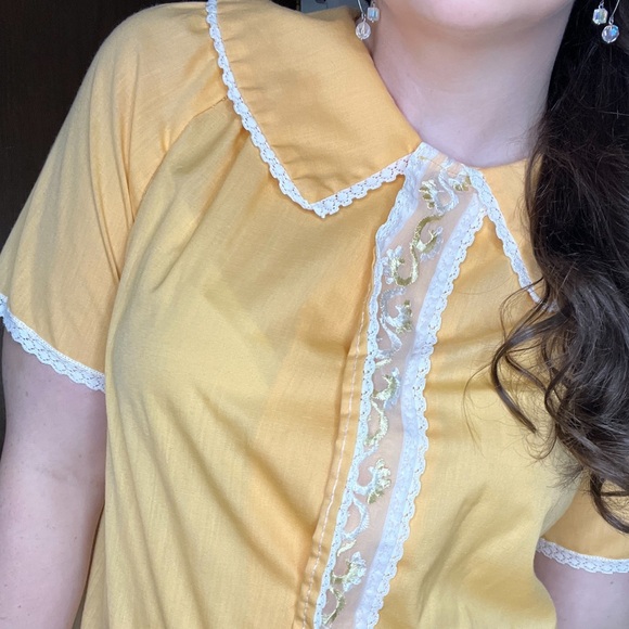 Vintage 60s 70s Orange and White Women’s Nightgown Dress - Picture 11 of 12